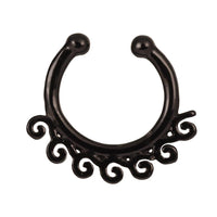 Cargar imagen en el visor de la galería, Fake Septum Piercing schwarz Edelstahl kleine Wellen
