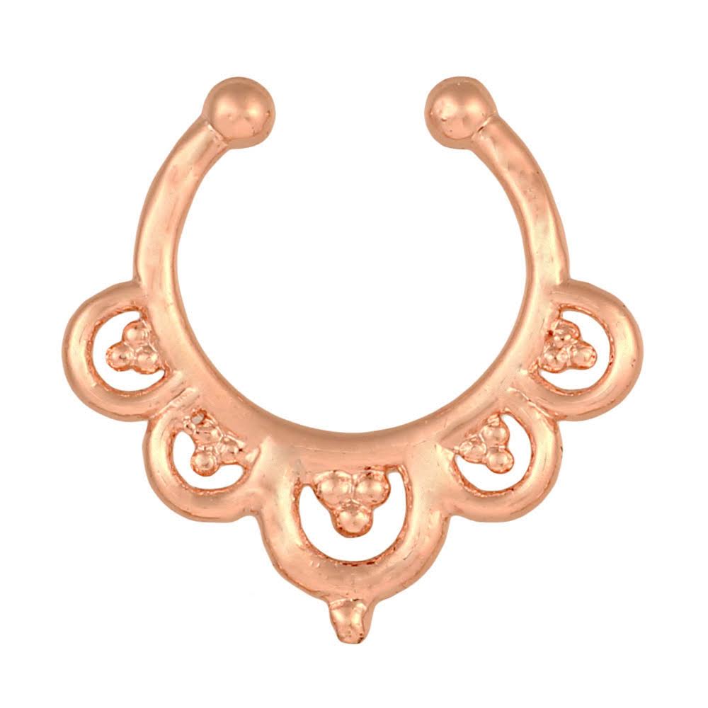 Fake Septum Piercing rosegolden fünf Kreise mit drei mini Kugeln  Edelstahl