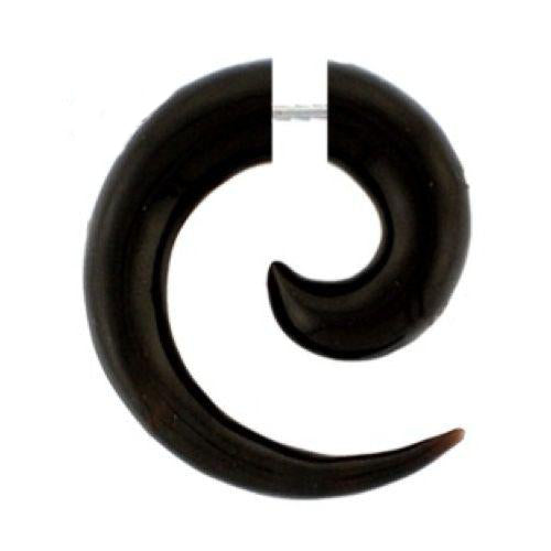 Schwarz Tribal Fake Piercing Spirale Buffalo Horn 6 mm Steckverschluss Edelstahl nickelfrei Ohrring