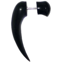 Cargar imagen en el visor de la galería, Schwarz Fake Piercing Dolch Buffalo Horn 6 mm Edelstahl Ohrstecker Ohrring Spike Tribal Organic
