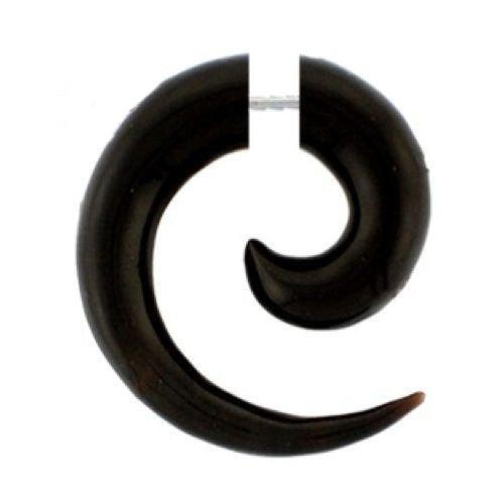 Schwarz Tribal Fake Piercing klein Spirale Buffalo Horn 4 mm Edelstahl nickelfrei Ohrstecker Ohrring