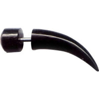 Cargar imagen en el visor de la galería, Buffalo Horn Fake Piercing, leicht gebogener Spike, schwarz mit eingefasstem Perlmutt, Ohrhänger, Ohrstecker, Ohrring
