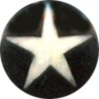 Cargar imagen en el visor de la galería, Buffalo Horn Fake Piercing, leicht gebogener Spike, schwarz mit schwarzer Kappe und weißem Stern, Ohrhänger, Ohrstecker, Ohrring
