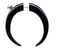 Cargar imagen en el visor de la galería, Buffalo Horn Fake Piercing, schwarzer doppelspitziger Hoop, 6mm Durchmesser, Schraubverschluss, Ohrstecker, Ohrring, Ohrhänger
