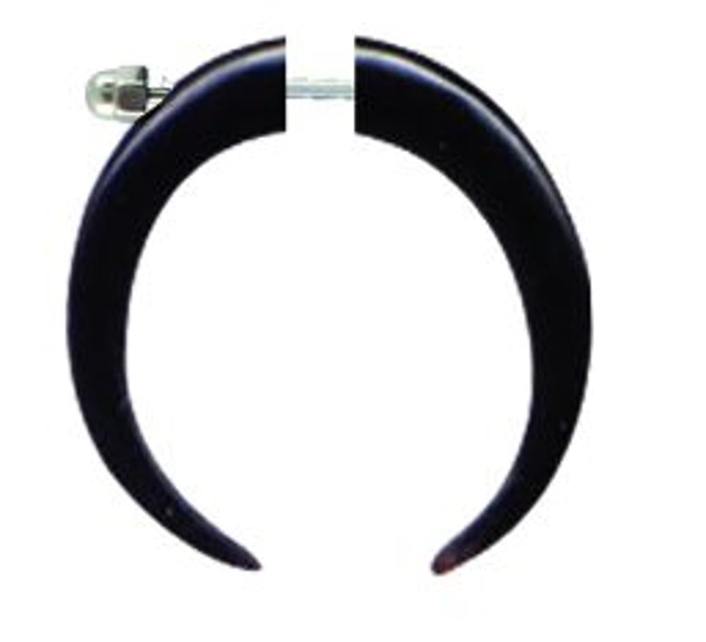 Buffalo Horn Fake Piercing, schwarzer doppelspitziger Hoop, 6mm Durchmesser, Schraubverschluss, Ohrstecker, Ohrring, Ohrhänger