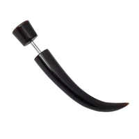 Cargar imagen en el visor de la galería, Buffalo Horn Fake Piercing leicht gebogen Spike schwarz weiß Om Ohrhänger Ohrstecker Ohrring
