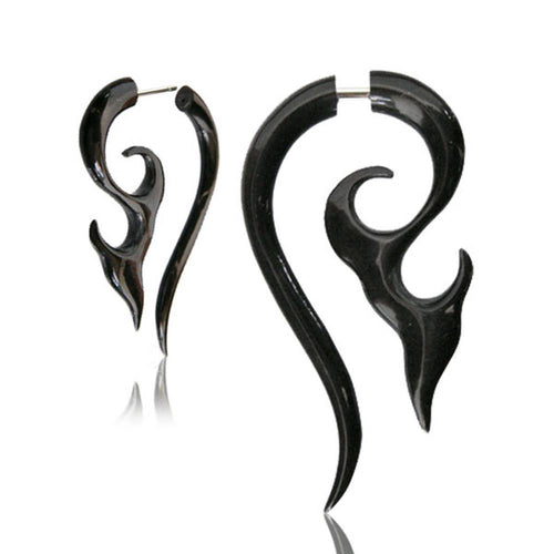 Tribal Horn Fake Piercing Tattoo Spirale schwarz 6 mm Edelstahl Ohrstecker Ohrring Ohrhänger