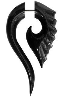 Cargar imagen en el visor de la galería, Horn Fake Piercing schwarz gezackt Spirale lang Edelstahl
