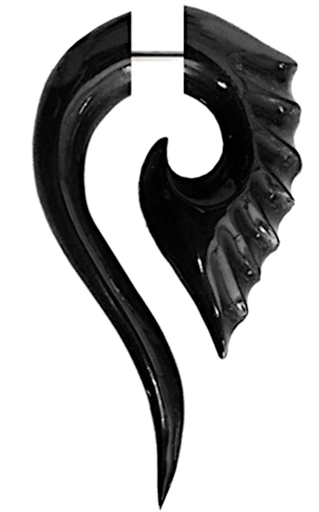 Horn Fake Piercing schwarz gezackt Spirale lang Edelstahl
