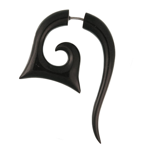 Fake Piercing Bone Spirale kantig schwarz Expander Spike Edelstahl Ohrhänger Ohrstecker Ohrring
