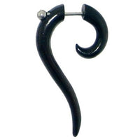 Cargar imagen en el visor de la galería, Fake Piercing, Bone Spirale mit langgezogener Spitze, schwarz, Expander, Ohrhänger, Ohrstecker, Ohrring
