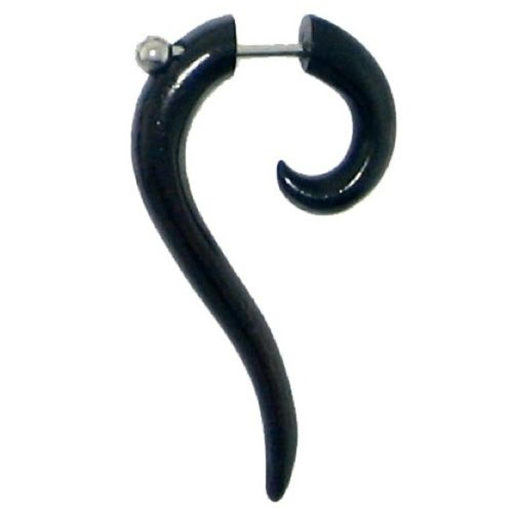 Fake Piercing, Bone Spirale mit langgezogener Spitze, schwarz, Expander, Ohrhänger, Ohrstecker, Ohrring