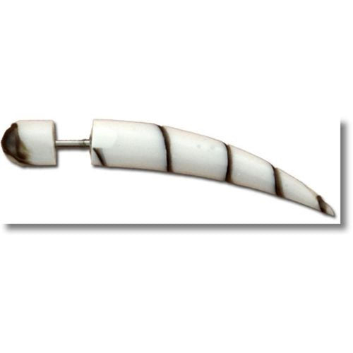 Triba Fake Piercing, weiß-brauner Muschel Spike, Ohrhänger, Ohrstecker, Ohrring