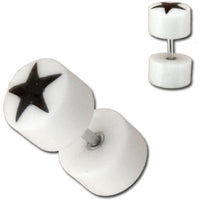 Cargar imagen en el visor de la galería, Fake Piercing, Bone Stern, schwarz weiß, Expander, Ohrhänger, Ohrstecker, Ohrring
