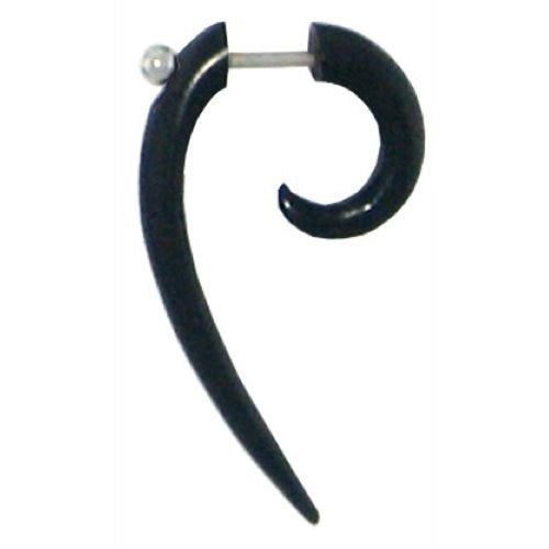Fake Piercing, Bone Spirale mit langgezogener Spitze, schwarz, Expander, Ohrhänger, Ohrstecker, Ohrring