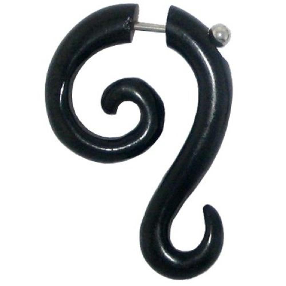 Fake Piercing Bone Tribal Spirale schwarz Expander Schnörkel Edelstahl Ohrhänger Ohrstecker Ohrring