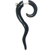 Load image into Gallery viewer, Fake Piercing, Bone Spirale mit langgezogener Spitze, schwarz, Expander, Ohrhänger, Ohrstecker, Ohrring
