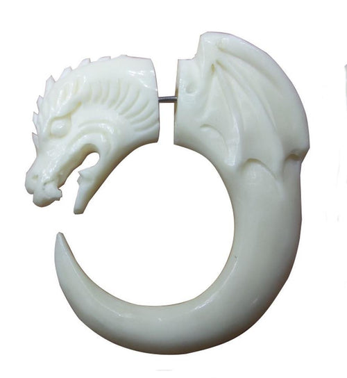 Fake Ohr Piercing Bone Knochen Edelstahl weiß Spirale Blume Drache griechisch