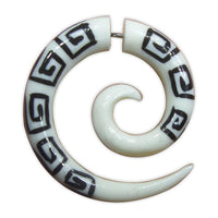 Load image into Gallery viewer, Fake Piercing Bone Edelstahl weiß Spirale Zebra Wellen Zacken Ohrstecker Ohrring
