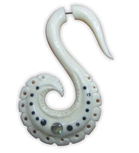 Load image into Gallery viewer, Fake Ohr Piercing Bone Knochen Edelstahl weiß Plug Pfeil Schwan Phönix Abalone
