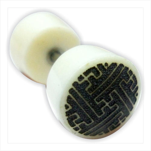 Fake Ohr Piercing Bone Knochen Edelstahl weiß Plug Pfeil Schwan Phönix Abalone