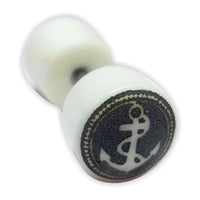 Load image into Gallery viewer, Fake Ohr Piercing Bone Knochen Edelstahl weiß Plug Pfeil Schwan Phönix Abalone
