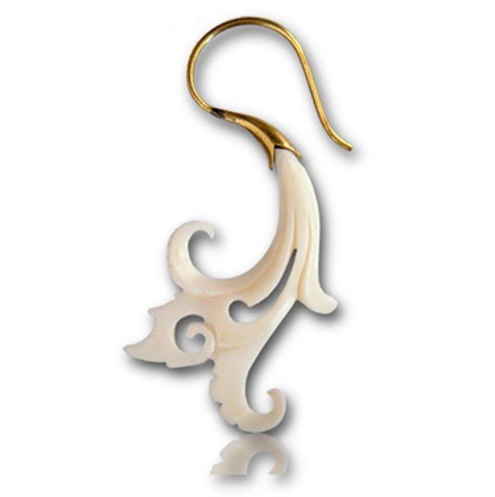 Fake Ohr Piercing Bone Knochen Messing Ohrhänger Ohrring Ornament golden weiß