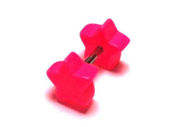 Fake Piercing Plug 7 mm Tunnel Ohrstecker Unisex Kunststoff pink Stern Schmuck