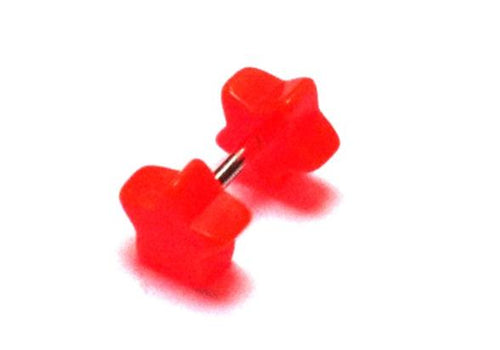 Fake Piercing Plug 7 mm Tunnel Ohrstecker Unisex Kunststoff orange Stern Schmuck