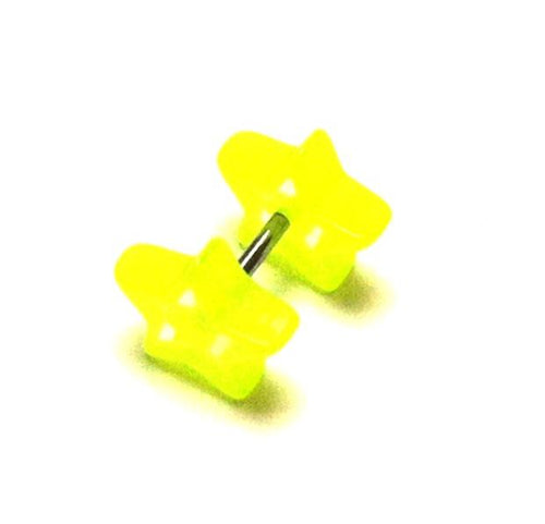 Fake Piercing Plug Tunnel Ohrstecker Unisex Kunststoff gelb Schmuck Sterne