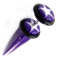 Load image into Gallery viewer, Fake Piercing Expander Zacken Stern lila Dehnungsstab Straight Dehnstab Unisex Ohrstecker

