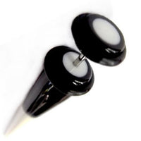 Load image into Gallery viewer, Fake Piercing Expander Dehnungsstab schwarz weiß Straight Dehnstab Unisex Ohrschmuck Plug Ohrstecker
