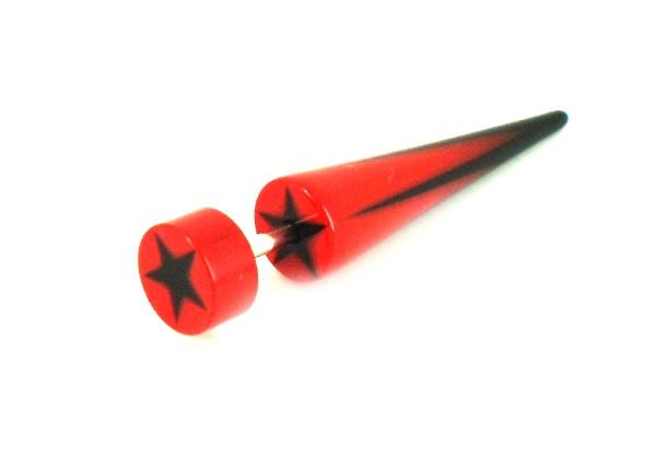 Stern rot schwarz Fake Piercing Expander Dehnungsstab Straight Dehnstab Unisex Acryl