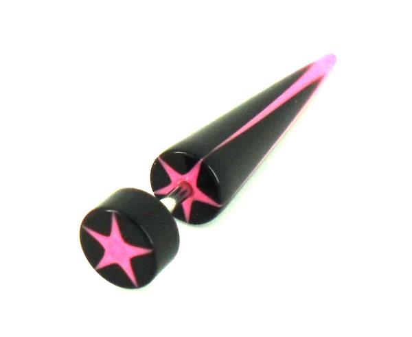 Stern pink schwarz Fake Piercing Expander Dehnungsstab Straight Dehnstab Unisex Acryl