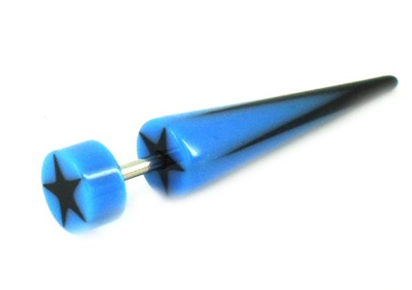 Stern blau schwarz Fake Piercing Expander Dehnungsstab Straight Dehnstab Unisex Acryl