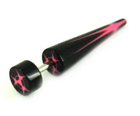 Load image into Gallery viewer, Biohazard Symbol schwarz pink Fake Piercing Expander Dehnungsstab Straight Dehnstab Unisex Acryl
