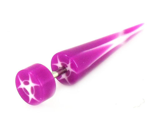 Biohazard Symbol violett weiß Fake Piercing Expander Dehnungsstab Straight Dehnstab Unisex Acryl