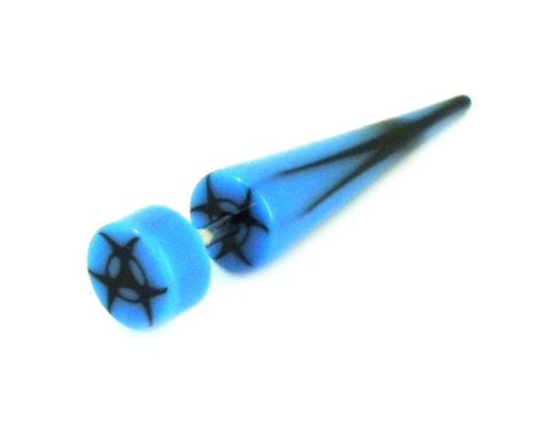 Biohazard Symbol blau schwarz Fake Piercing Expander Dehnungsstab Straight Dehnstab Unisex Acryl