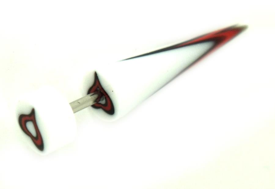 Herz schwarz weiß rot Fake Piercing Expander Dehnungsstab Straight Dehnstab Unisex Acryl