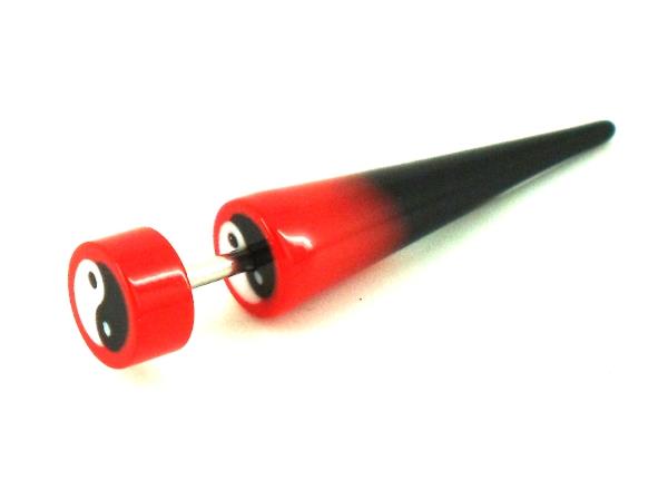 Yin Yang rot schwarz weiß Fake Piercing Expander Dehnungsstab Straight Dehnstab Unisex Acryl
