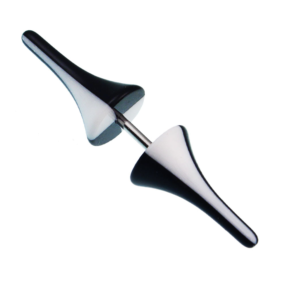 Fake Piercing Spikes schwarz- weiß Kunststoff mit Edelstahl Stab 1mm