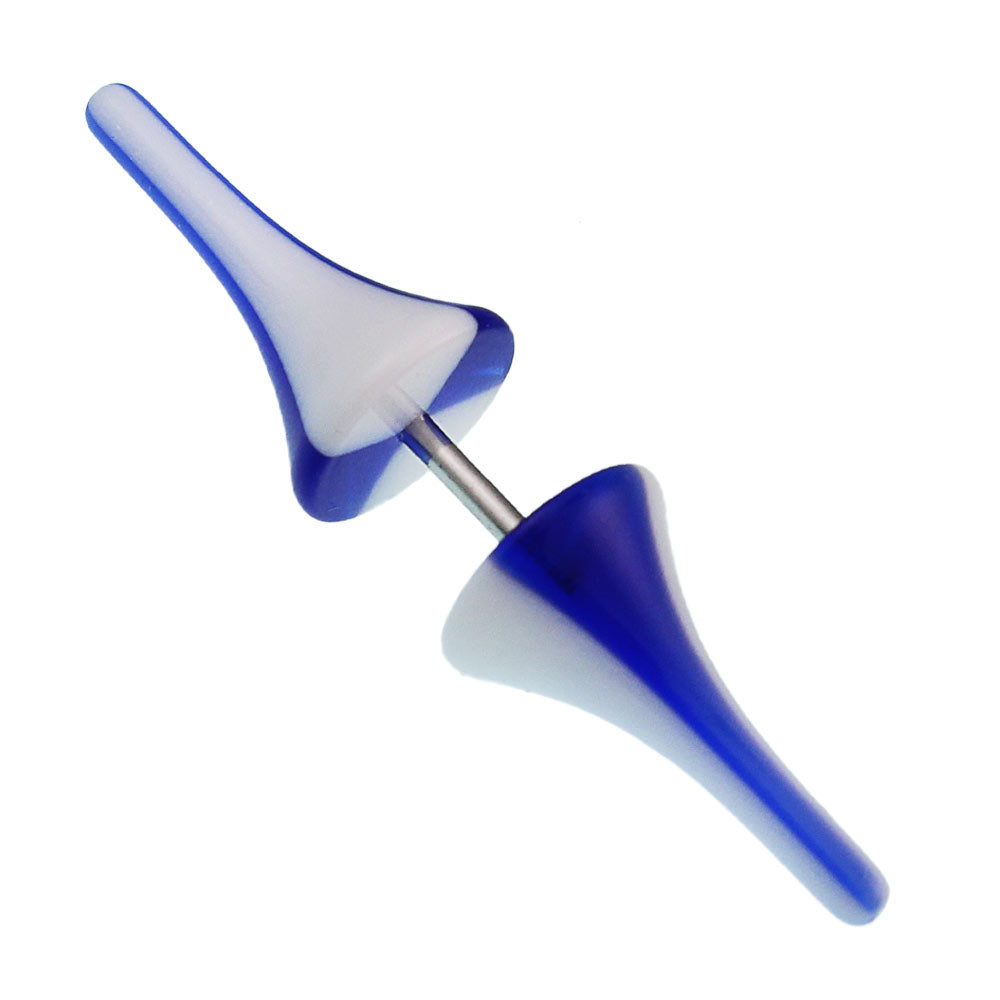 Fake Piercing Spikes in blau-weiß Kunststoff mit Edelstahl Stab 1mm