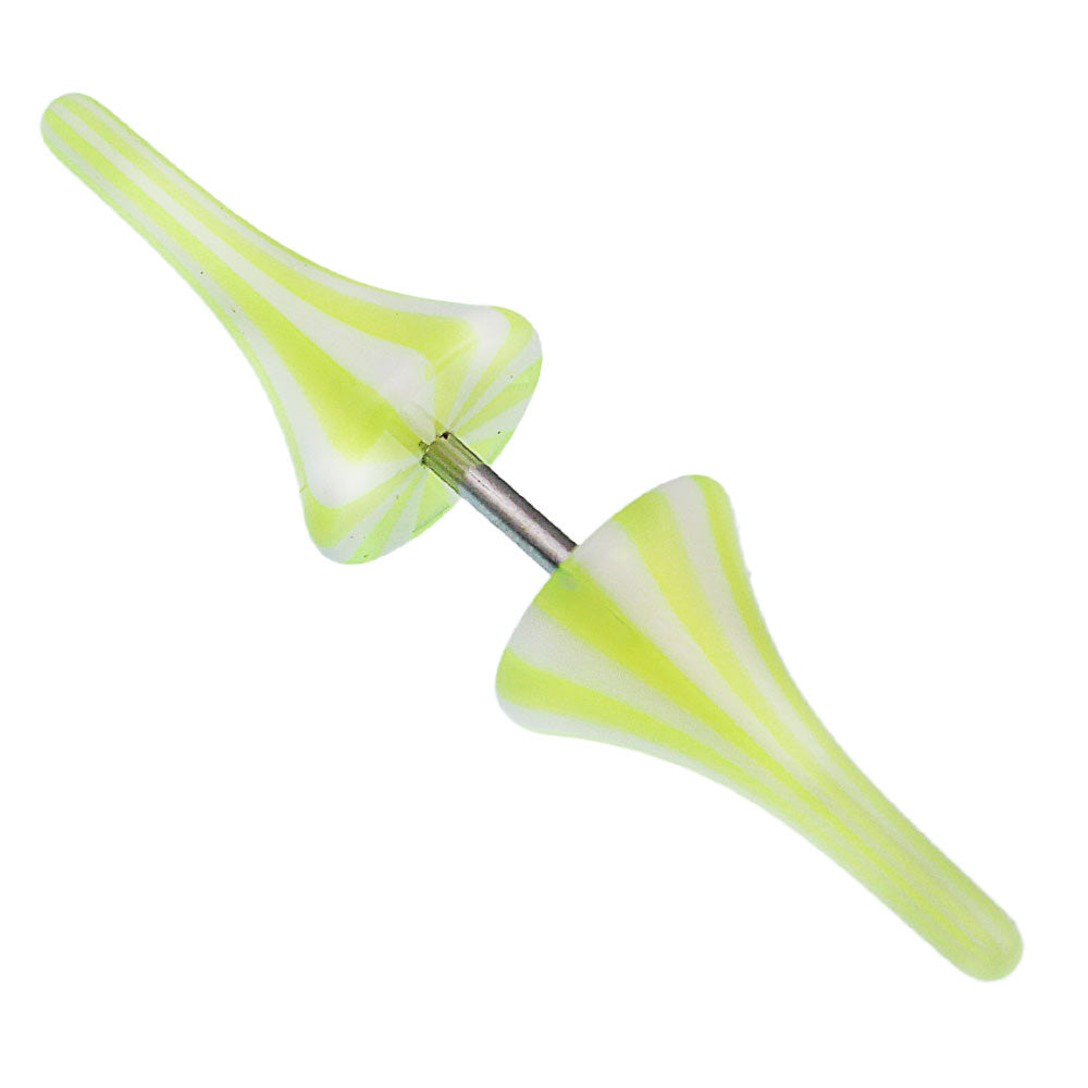 Fake Piercing Spikes in gelb-weiß neon Kunststoff mit Edelstahl Stab 1mm