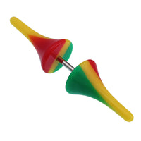Cargar imagen en el visor de la galería, Fake Piercing Spikes mit gelb-grün-rot Muster Kunststoff mit Edelstahl Stab 1mm
