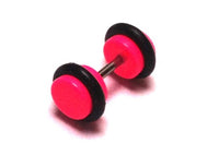 Cargar imagen en el visor de la galería, Fake Piercing Plug Tunnel Ohrstecker Unisex Kunststoff pink Scheibe Schmuck Gummiring
