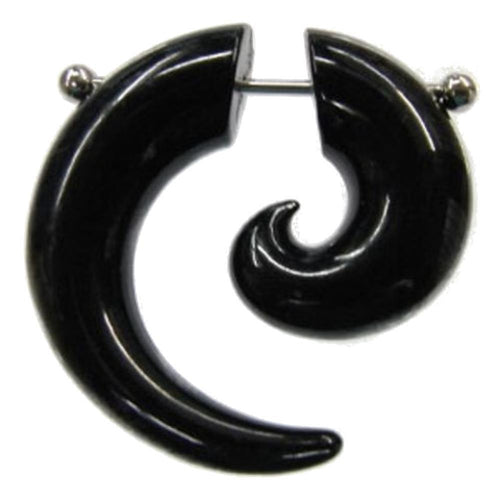 Fake Spirale Piercing Plug Ohrstecker Unisex Acryl Edelstahl Stab schwarz Schmuck