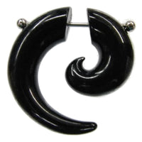 Load image into Gallery viewer, Fake Spirale Piercing Plug Ohrstecker Unisex Acryl Edelstahl Stab schwarz Schmuck
