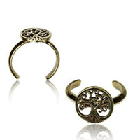 Cargar imagen en el visor de la galería, Messing Zehenring golden antik verstellbar Baum des Lebens nickelfrei rund
