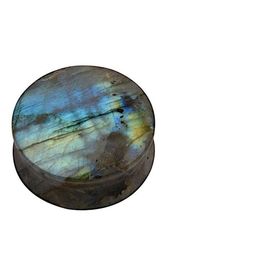 Labradorit Stein Flesh Plug double flared blau grau gelb