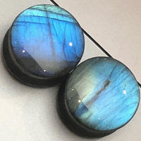 Cargar imagen en el visor de la galería, Labradorit Stein Flesh Plug double flared blau grau gelb
